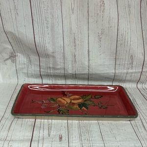 Tracy The Octavia Hill Collection Rectangle Snack Tray Red Green Peaches Berry